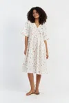 Chinti & Parker Cream Linen-cotton Etoile V-neck Sundress In White