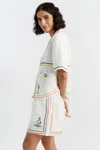 Chinti & Parker Cream Linen-cotton Peanuts Vacation Shorts In White