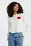 Chinti & Parker Cream Merino Heart Breton Sweater In White