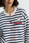 Chinti & Parker Cream Merino Snoopy Milano Cardigan In Blue