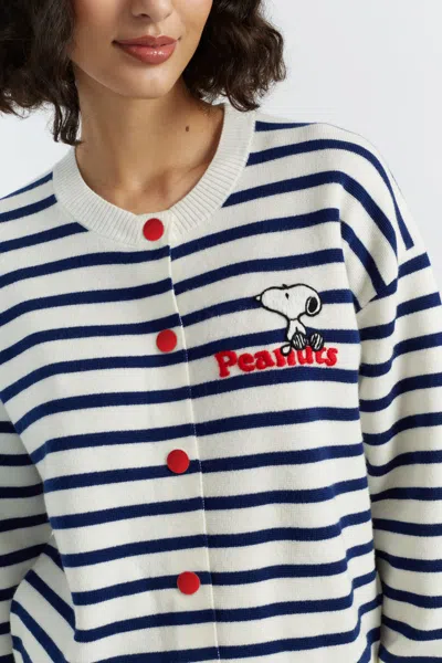 Chinti & Parker Cream Merino Snoopy Milano Cardigan In Blue