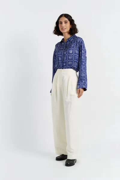 Chinti & Parker Cream Tencel-linen Pleat Trousers In Neutral