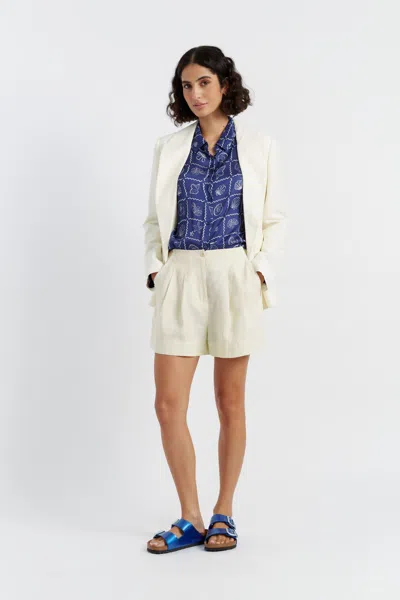 CHINTI & PARKER CREAM TENCEL-LINEN SHORTS