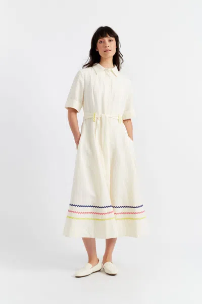 Chinti & Parker Cream Tencel-linen Starboard Dress In Neutral