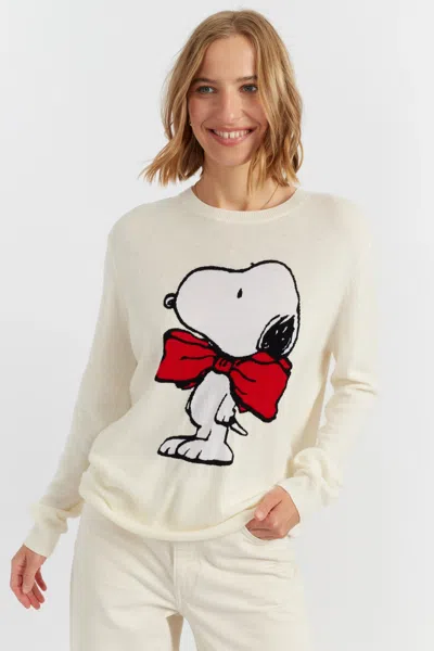 Chinti & Parker Cream Wool-cashmere Bow Tie Snoopy Sweater In White