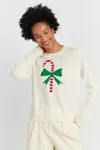 Chinti & Parker Cream Wool-cashmere Candy Cane Sweater In White