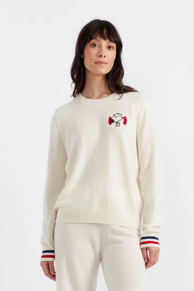 Chinti & Parker Cream Wool-cashmere Snoopy Nautical Sweater In White