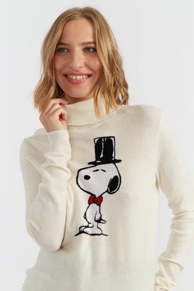 Chinti & Parker Cream Wool-cashmere Top Hat Snoopy Sweater In White