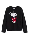 Chinti & Parker Wool-cashmere Crewneck Dancing Snoopy Sweater In Black