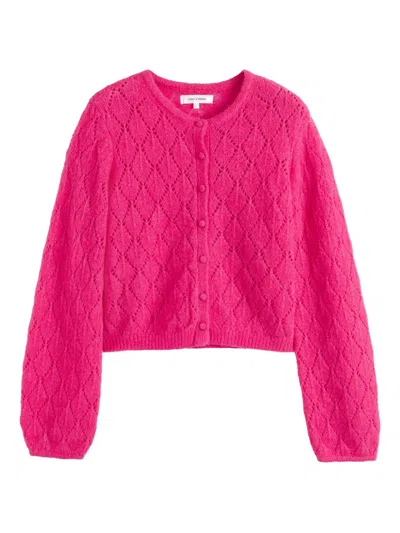 Chinti & Parker Diamond-pattern Cardigan In Pink