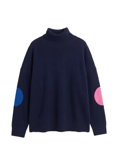 Chinti & Parker Elbow-patch Roll-neck Sweater In Blue