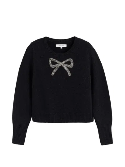 Chinti & Parker Embellished Bow Cardigan In Black