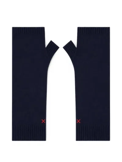 Chinti & Parker Embroidered Fingerless Gloves In Blue