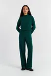 Chinti & Parker Emerald Wool-cashmere Wide-leg Track Pants In Green