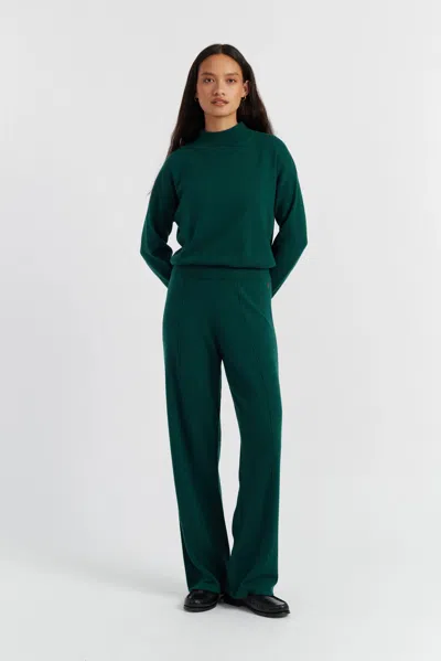 Chinti & Parker Emerald Wool-cashmere Wide-leg Track Pants In Green