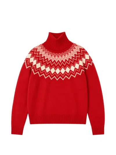 Chinti & Parker Fair Isle Roll-neck Sweater In Red