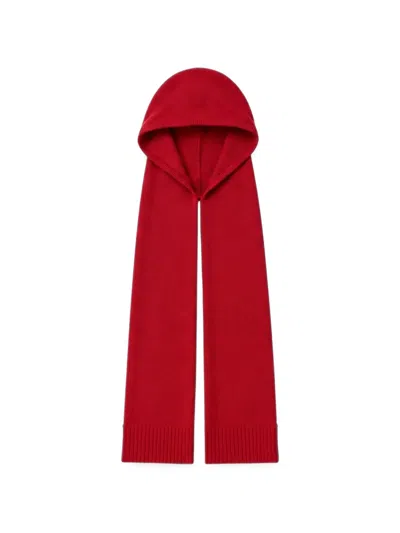 Chinti & Parker Fine-knit Hooded Scarf In Red