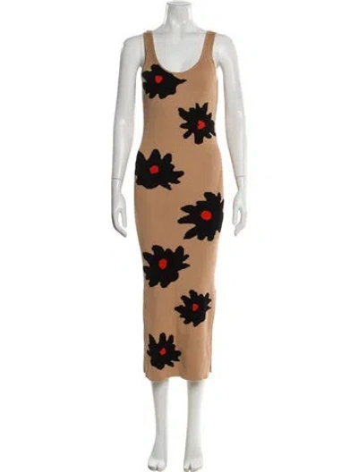 Pre-owned Chinti & Parker Floral Print Long Dress In Neutral