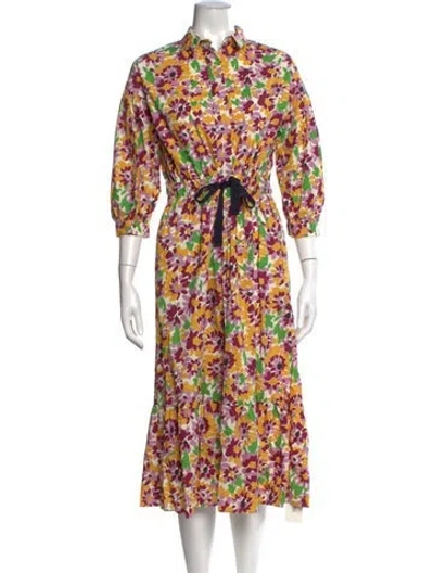 Pre-owned Chinti & Parker Floral Print Long Dress In Purple
