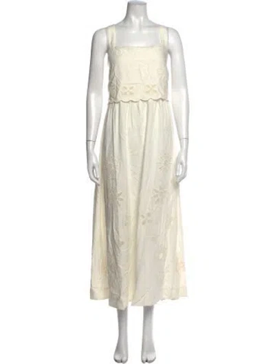 Pre-owned Chinti & Parker Floral Print Midi Length Dress In Neutrals