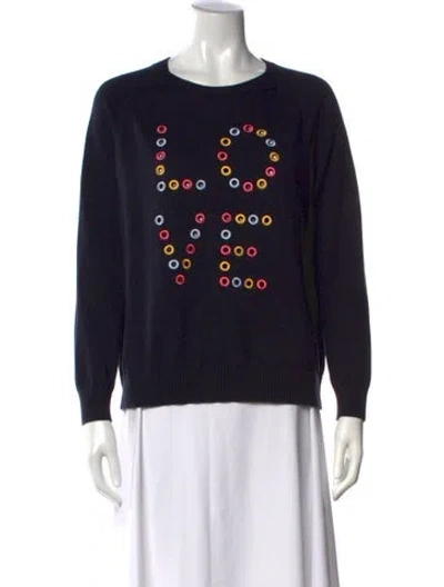 Pre-owned Chinti & Parker Graphic Print Crew Neck Sweater In Black