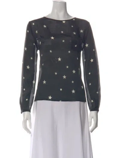 Pre-owned Chinti & Parker Graphic Print Crew Neck Top In Gray