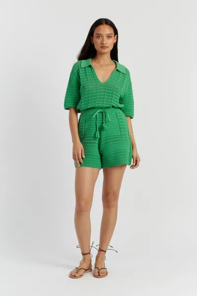 CHINTI & PARKER GREEN COTTON CROCHET SHORTS