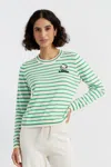 Chinti & Parker Green Cotton Peanuts Racquet Club Sweater In White