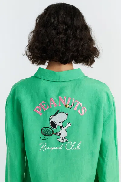 Chinti & Parker Green Linen-cotton Peanuts Racquet Club Shirt