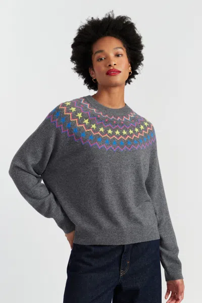 Chinti & Parker Grey Wool-cashmere Star Yoke Sweater In Gray