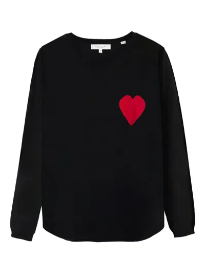Chinti & Parker Heart-embellished Sweater In Black