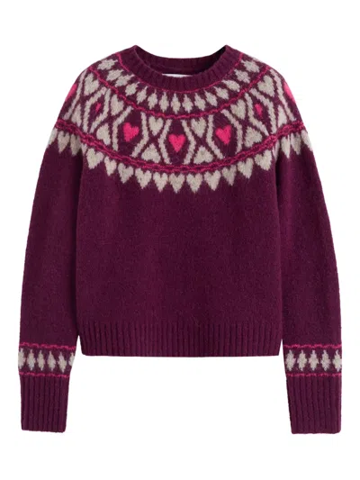 Chinti & Parker Heart Fair Isle Sweater In Purple