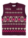 Chinti & Parker Wool Cashmere Hearts And Diamonds Tank In Purple