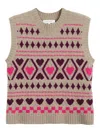 Chinti & Parker Heart-pattern Wool Knit Vest In Brown