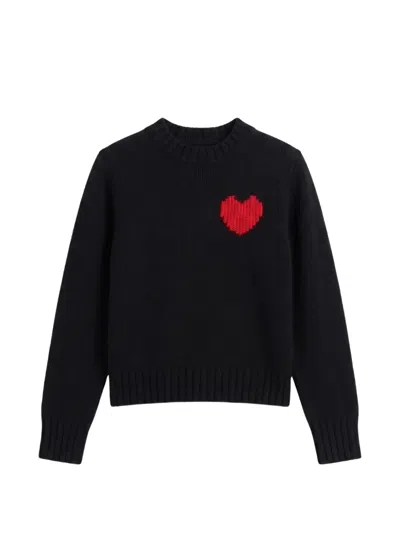 Chinti & Parker Heart-intarsia Merino-wool Sweater In Blue