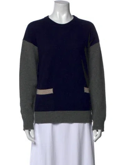 Pre-owned Chinti & Parker Lambswool Colorblock Pattern Sweater In Blue