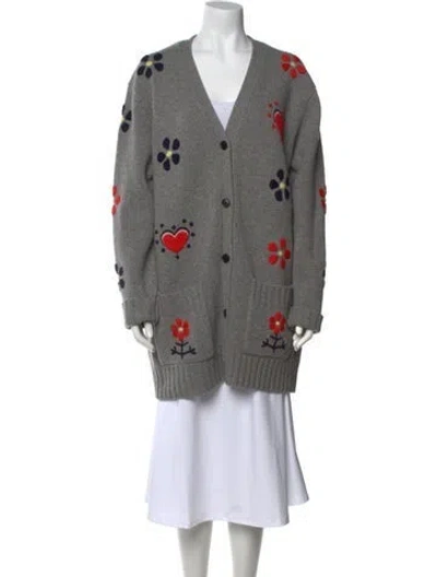 Pre-owned Chinti & Parker Lambswool Printed Sweater In Gray