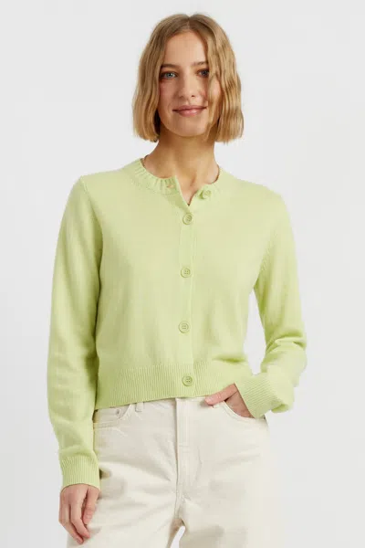 Chinti & Parker Lemon Wool-cashmere Crew Neck Cardigan In Green