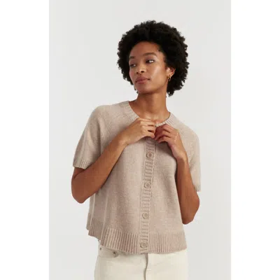 Chinti & Parker Lightweight Wool-cashmere Button-front Tee In Brown