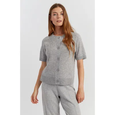 Chinti & Parker Lightweight Wool-cashmere Button-front Tee In Gray