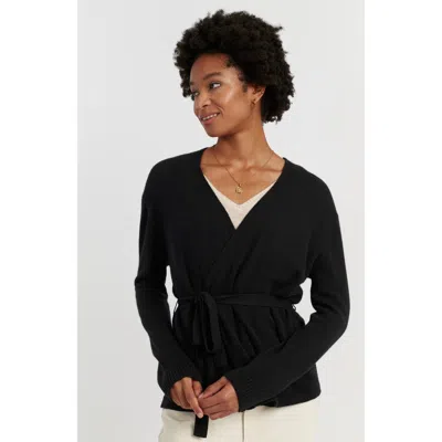 Chinti & Parker Lightweight Wool-cashmere Wrap Cardigan In Black