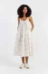 Chinti & Parker Cream Linen-cotton Etoile Sundress In White