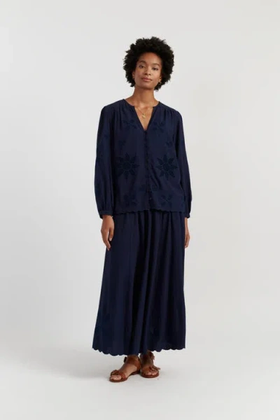 Chinti & Parker Linen-blend Broderie Blouse In Multi