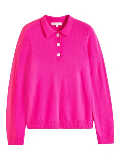 Chinti & Parker Long-sleeved Polo Sweater In Pink