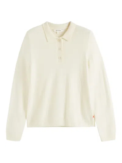 Chinti & Parker Langärmeliges Poloshirt In White