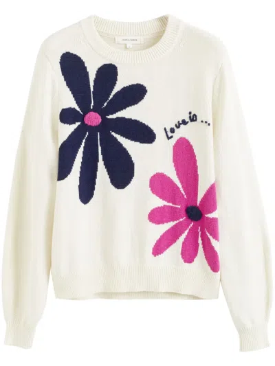 Chinti & Parker Love Is Intarsia-knit Jumper In Weiss