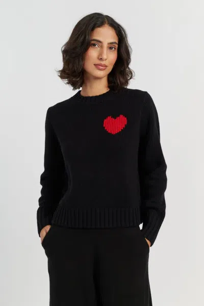 Chinti & Parker Merino Heart Sweater In Black