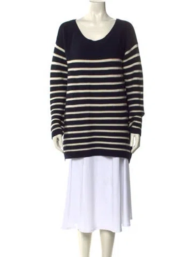 Pre-owned Chinti & Parker Merino Wool Striped Sweater In Blue