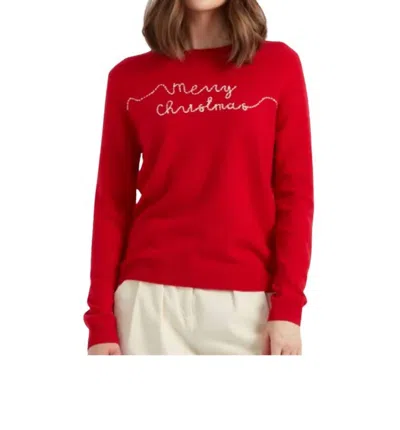 Chinti & Parker Merry Christmas Long Sleeve Sweater In Red