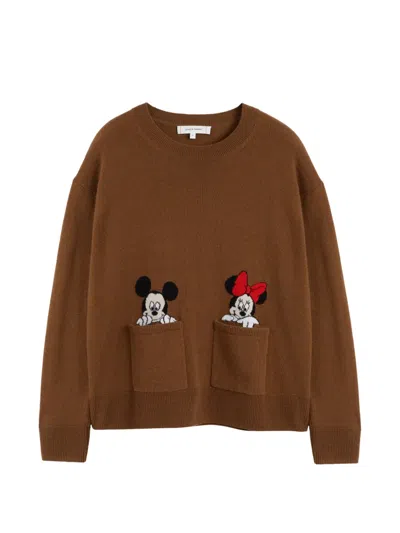 Chinti & Parker 미키 앤 미니 피크 포켓 스웨터 In Brown